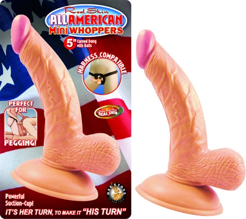 All American Mini Whoppers 5-Inch Curved Dong With Balls-Flesh NW2392-1