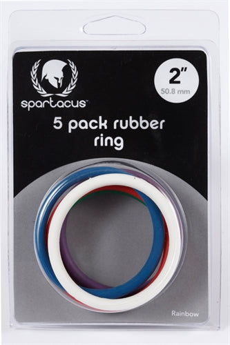 Rubber Cock Ring 5 Pack - 2" - Rainbow BSPR-48