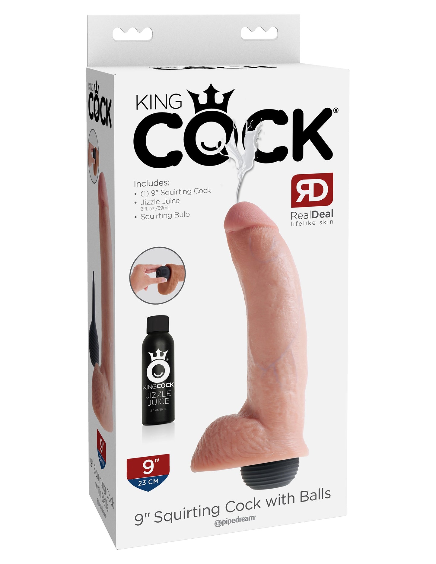 King Cock 9 Inch Squirting Cock With Balls - Flesh