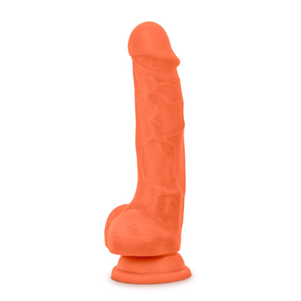 Neo Elite - 7.5 Inch Silicone Dual Density Cock  With Balls - Neon Orange