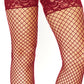 Stay Up Fishnet Thigh Highs - One Size - Burgundy LA-9201BUR