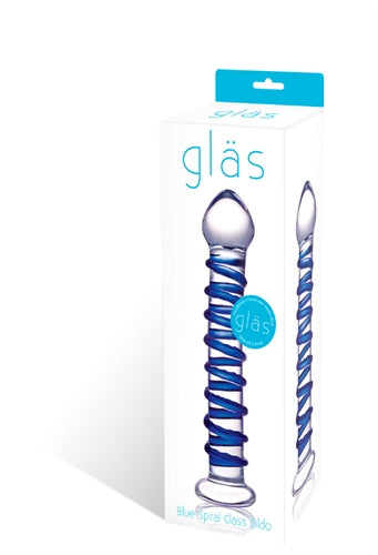 Blue Spiral Glass Dildo GLAS-75