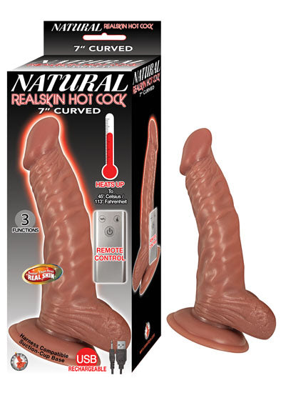 Natural Realskin Hot Cock Curved 7" - Brown NW2891-2