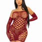 2 Pc Hardcore Net Tube Dress With Gloves - One Size - Burgundy
