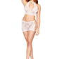 Lace Bralette and Mini Skirt Set - One Size - White