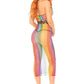 Rainbow Fishnet Halter Dress - One Size - Multicolor LA-88021MULTI