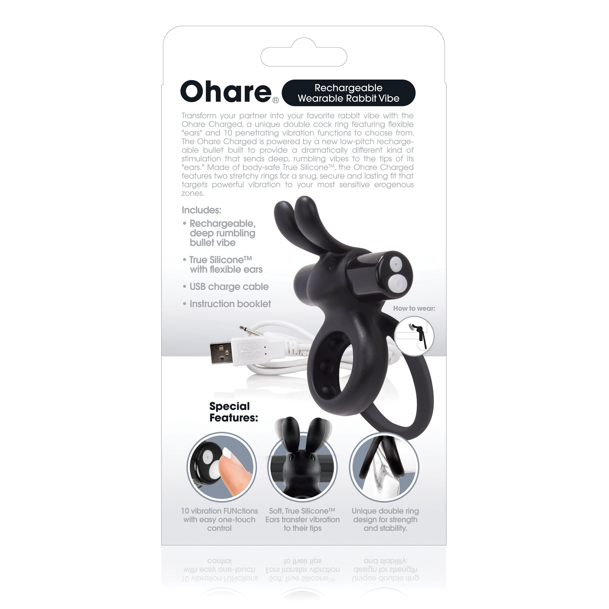 Charged Ohare Rechargeable Rabbit Vibe - Black AHAR-BL-101E
