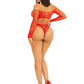 Say My Name Rhinestone Crotchless Teddy - One Size - Red
