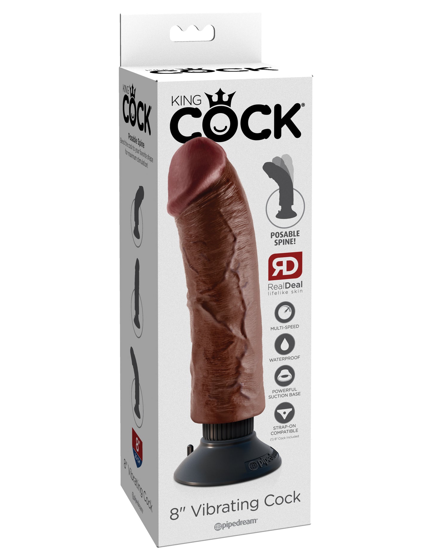 King Cock 8-Inch Vibrating Cock - Brown PD5403-29