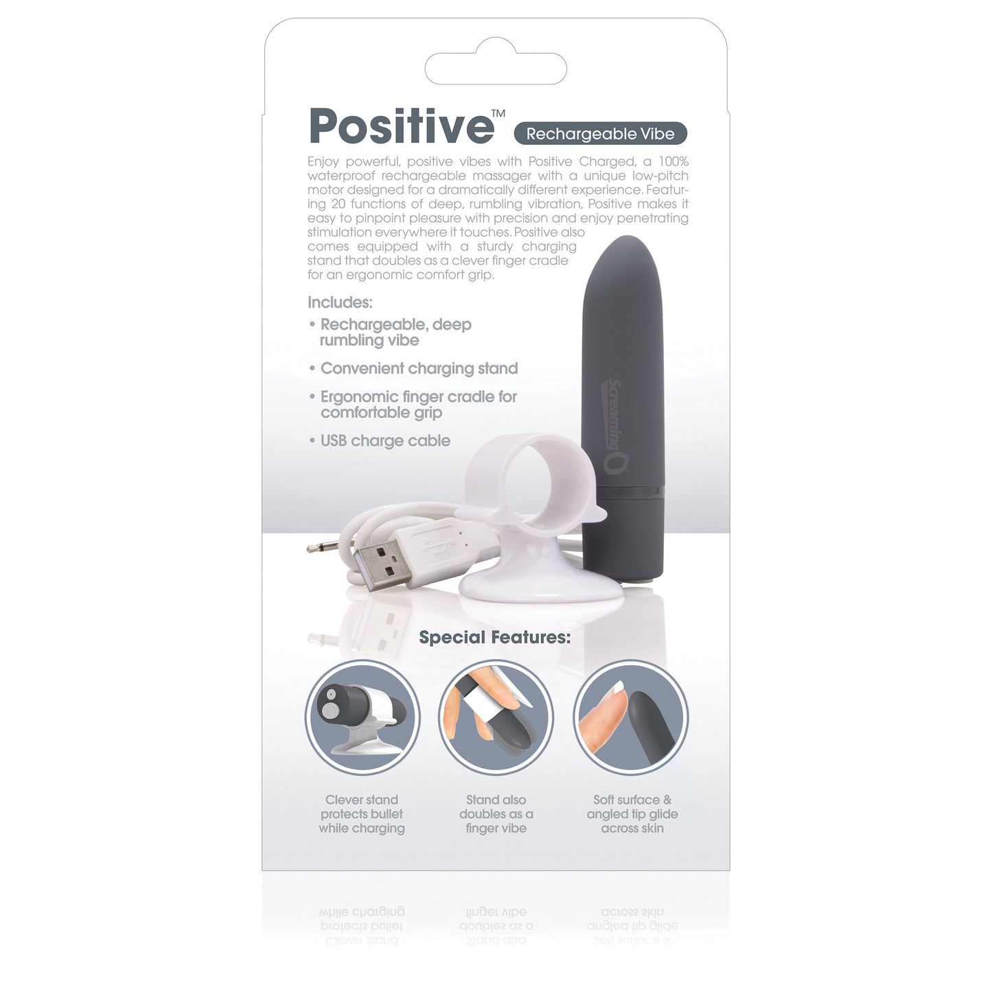 Charged Positive Rechargeable Vibe - Grey APV-G-101E
