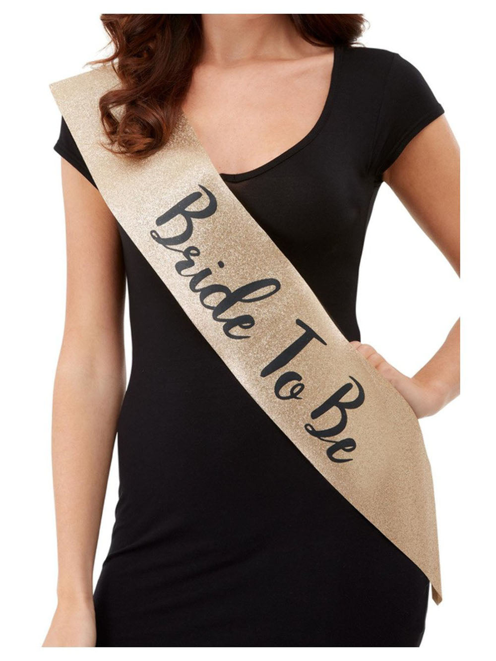 Deluxe Glitter Bride to Be Sash - Black and Gold FV-52193