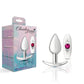 Cheeky Charms-Silver Metal Butt Plug Kit -Clear/bright Pink