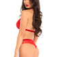 2 Pc Lace Halter Top and Panty Set - Red - M/l