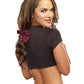 Dreamgirl All Tied Up Stretch Tie-Front Crop Top - Black - S/m