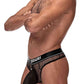 Cock Pit Net Cock Ring Thong - L/ XL - Black
