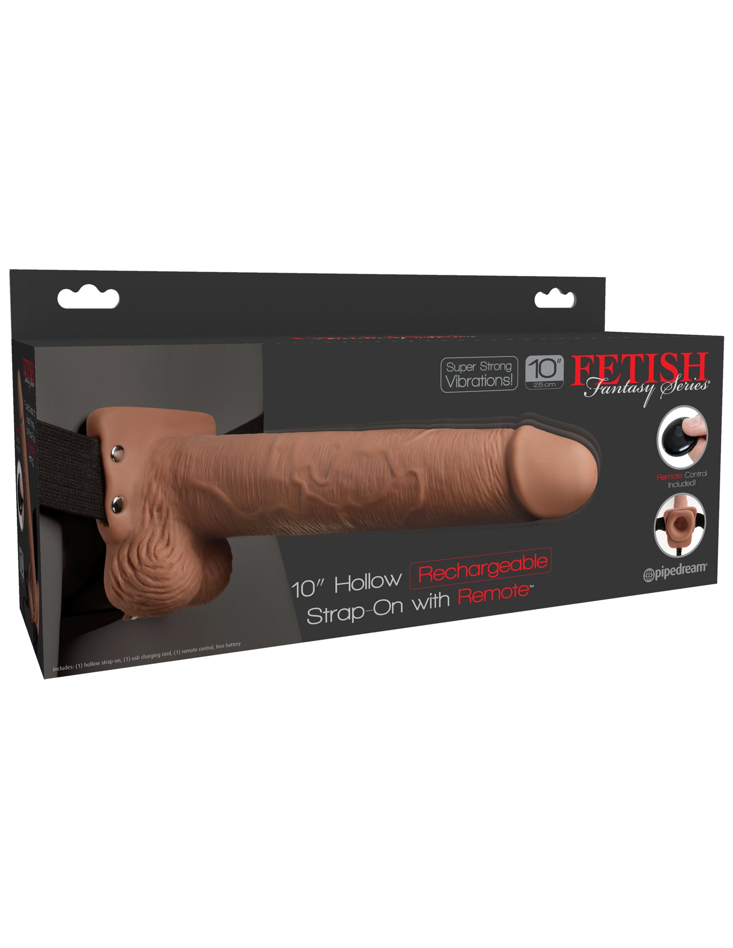 Fetish Fantasy Series 10" Hollow Rechargeable Strap-on With Remote - Tan PD3396-22