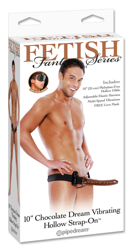 Fetish Fantasy Series 10" Chocolate Dream Vibrating Hollow Strap-On