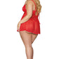 Babydoll and G-String - Queen Size - Lipstick Red