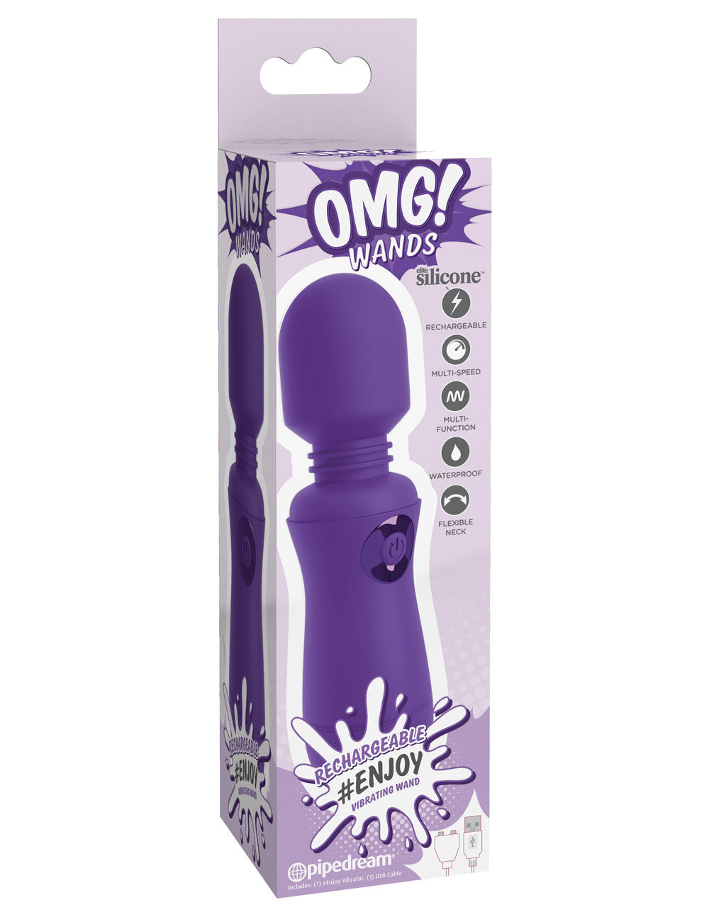 Omg! Wands Enjoy Rechargeable Vibrating Wand - Purple PD1785-12