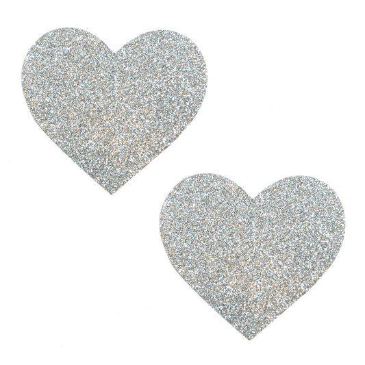 Silver Pixie Dust Glitter Heart Pasties NN-SPD-HRT-NS