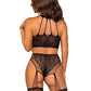 Stay Awhile Crop Top and Crotchless Panty Set -  One Size - Black