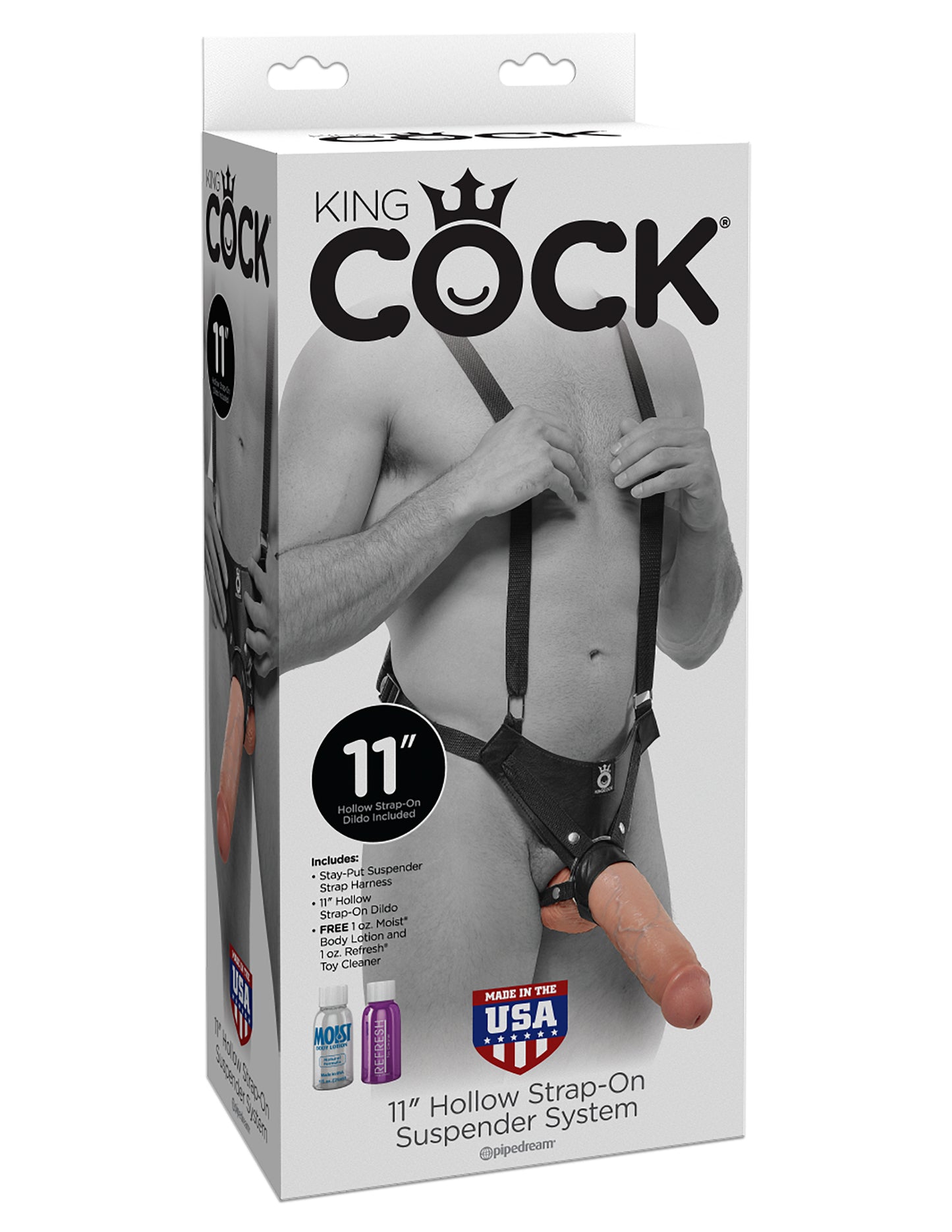 King Cock 11" Hollow Strap on Suspender System -  Flesh