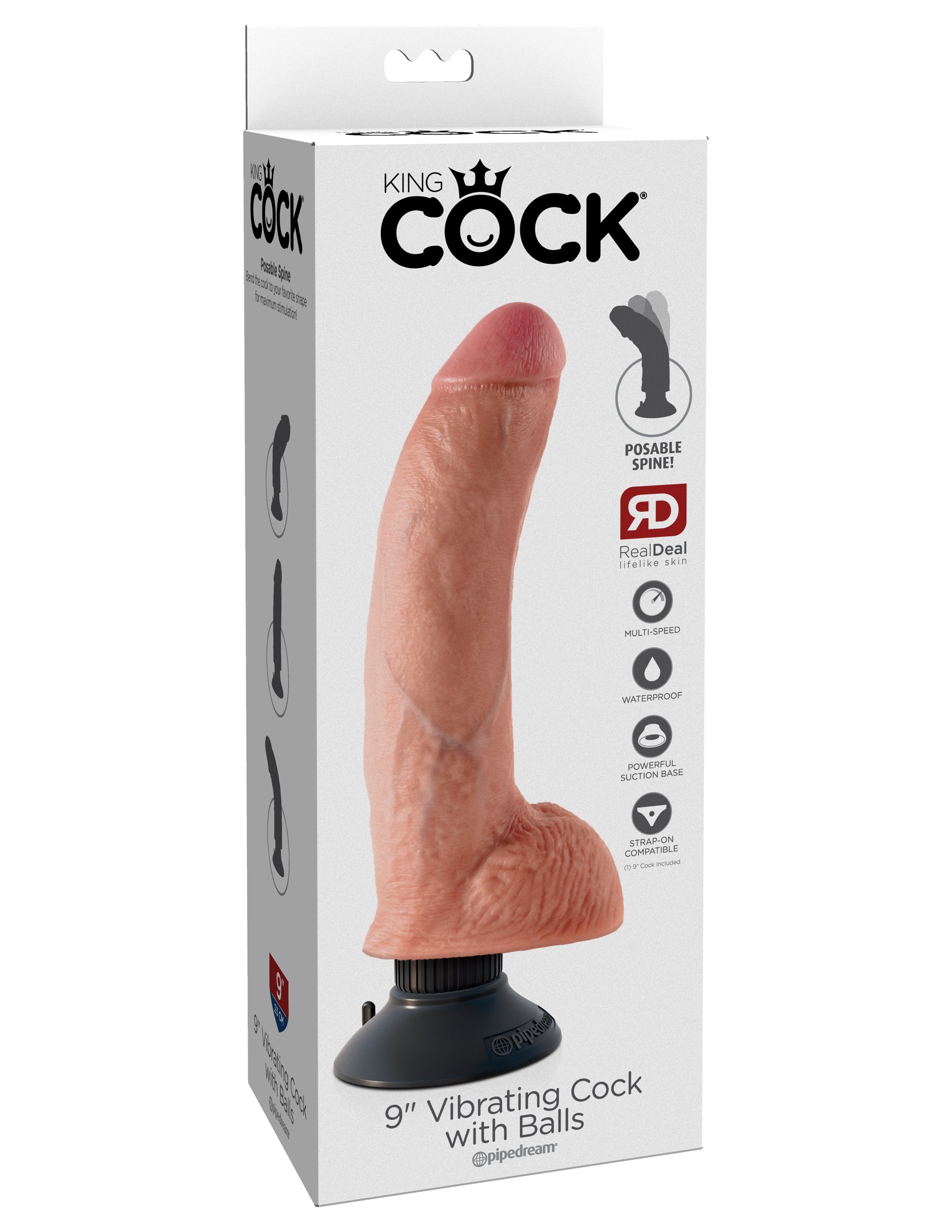 King Cock 9-Inch Vibrating Cock With Balls - Flesh PD5409-21