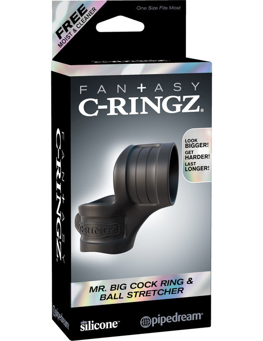 Fantasy C-Ring Mr Big Cock Ring and Ball Stretcher - Black