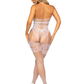 Net and Lace Crotchless Bodystocking - One Size -  White
