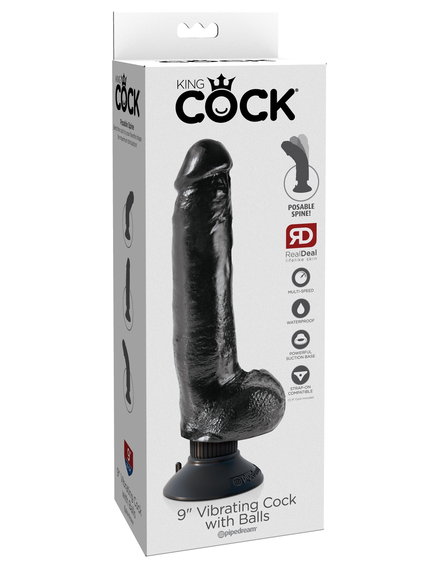 King Cock 9-Inch Vibrating Cock With Balls - Black PD5408-23
