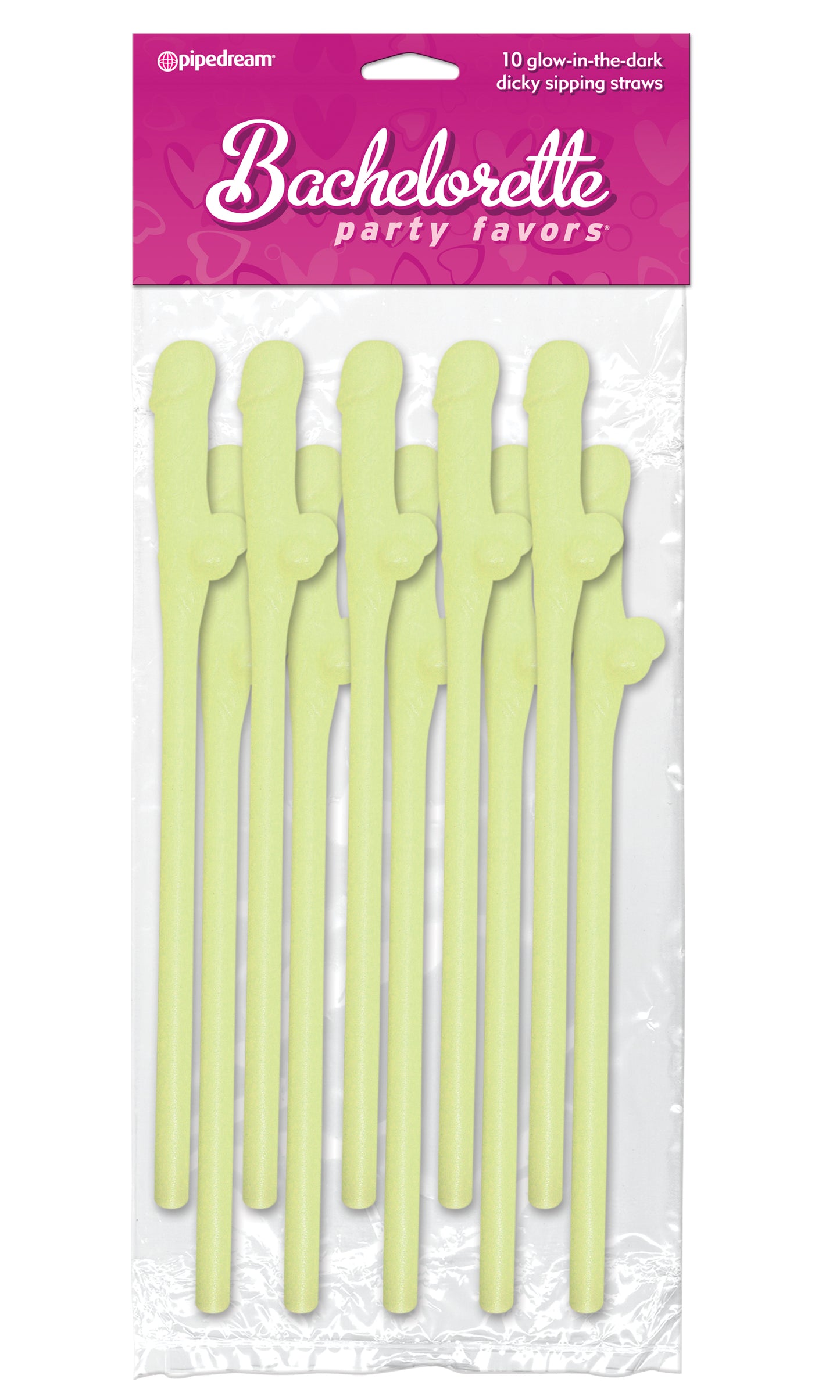 Bachelorette Party Favors - Dicky Sipping Straws - Glow-in-the-Dark - 10 Piece PD6203-02