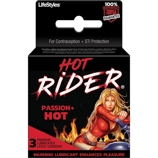 Hot Rider - 3 Pack - Lubricated Latex Condoms LS8610