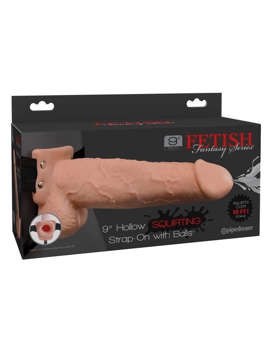 Fetish Fantasy Series 9" Hollow Squirting Strap-on With Balls - Flesh PD3398-21