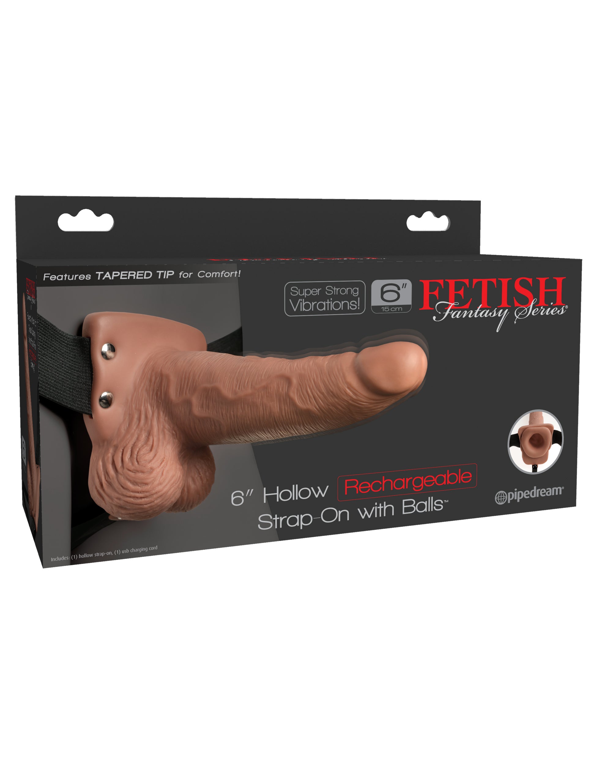 Fetish Fantasy Series 6" Hollow Rechargeable Strap-on With Balls - Tan PD3395-22