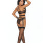Mesh Bralette, Panty, and Garter Belt - One Size  - Black