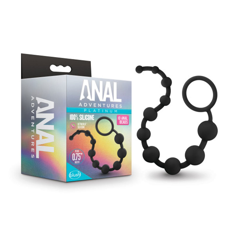 Anal Adventures - Platinum - Silicone 10 Anal   Beads - Black BL-11015