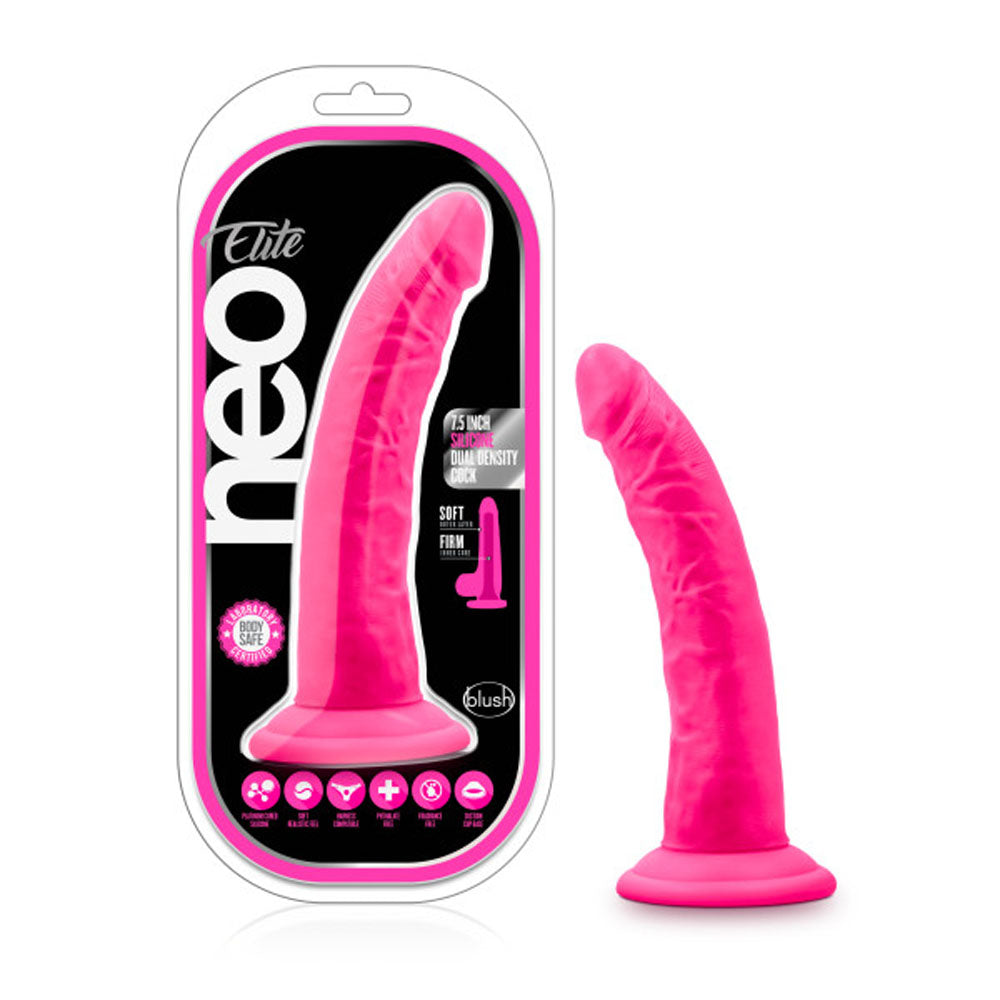 Neo Elite - 7.5 Inch Silicone Dual Density Cock - Neon Pink BL-82200