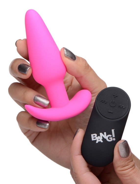 21x Silicone Butt Plug With Remote - Pink