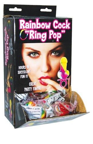 Rainbow Cock Ring Pop - 12 Piece Display HTP2607D