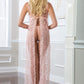 2pc Sheer Laced Night Gown - One Size - Sweet Pink