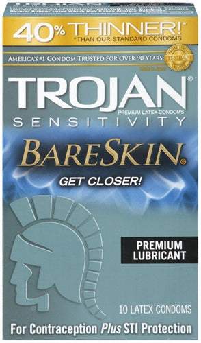Trojan Sensitivity Bareskin Lubricated Condoms - 10 Pack TJ92674