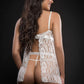 2pc Strappy Halter Laced Babydoll With Side Slits and Open Back - One Size - White GWD-BL2128WHT