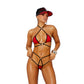 Lycra Bikini Top and Matching G-String With Black Trim - One Size - Red EM-82287