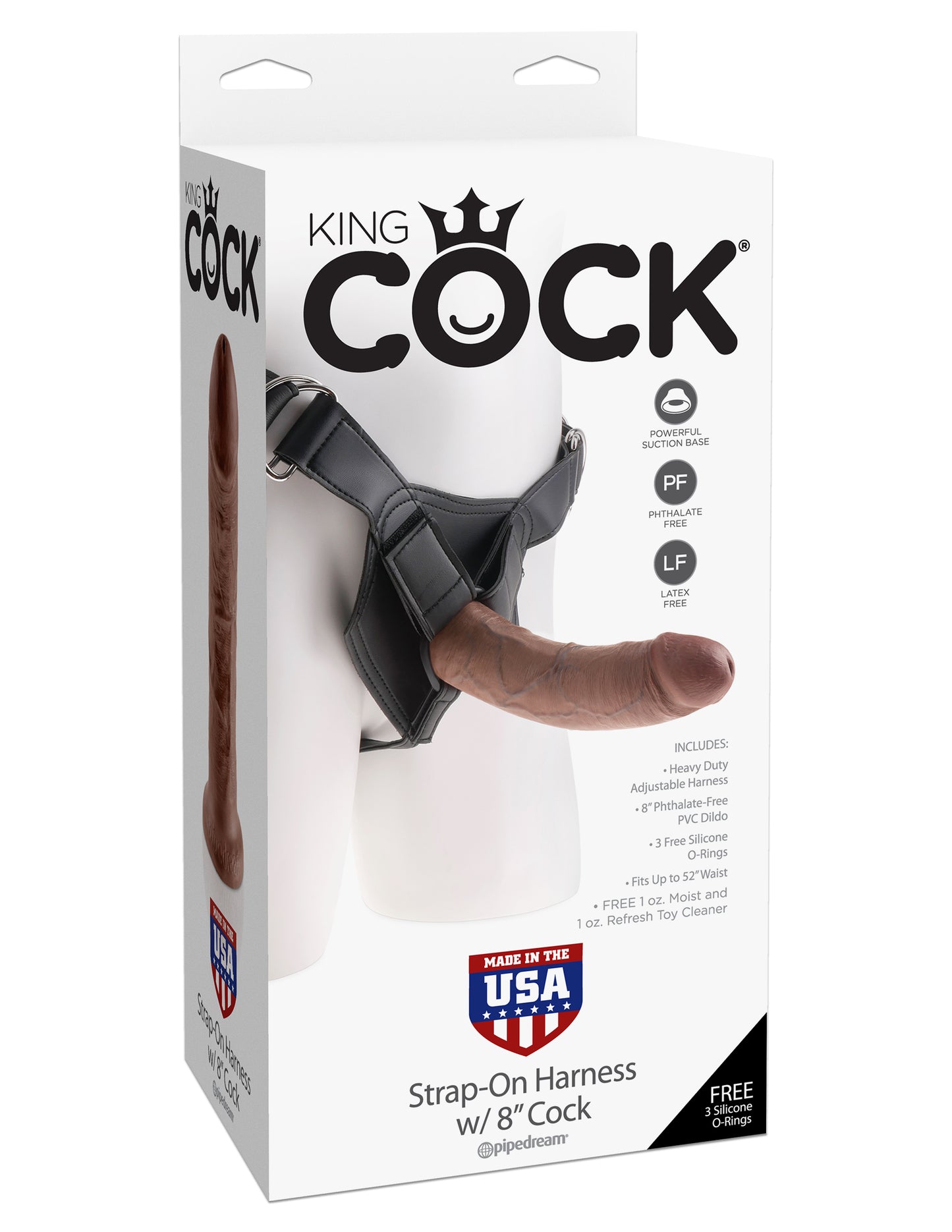 King Cock Strap on Harness With 8 Inch Cock - Brown PD5623-29