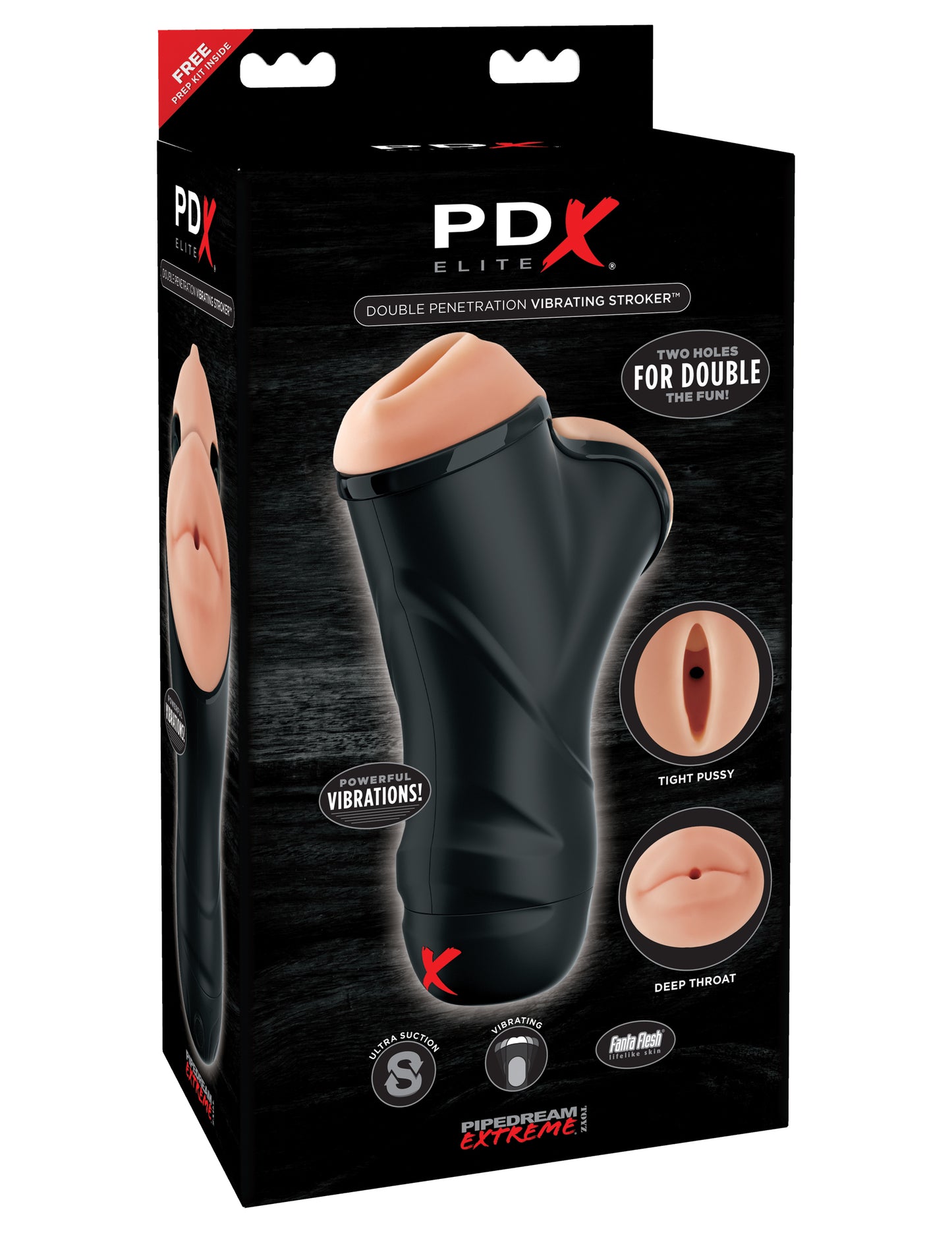 Pdx Elite Double Penetration Vibrating Stroker PDRD508