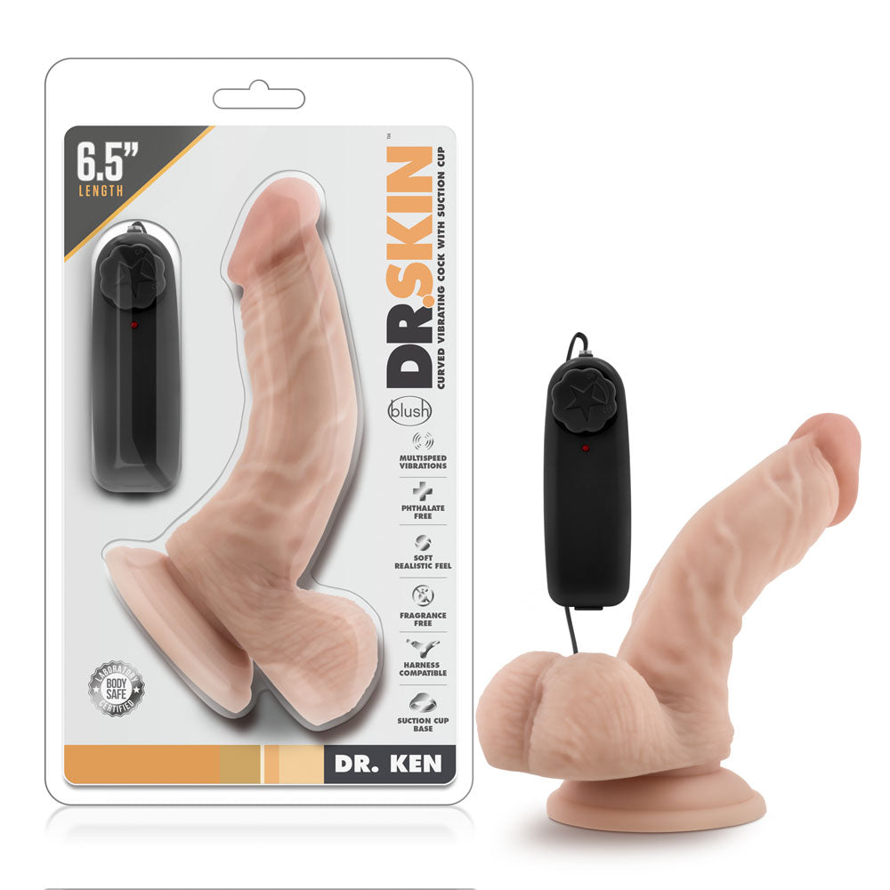 Dr. Skin - Dr. Ken - 6.5 Inch Vibrating Cock With  Suction Cup - Vanilla BL-13483