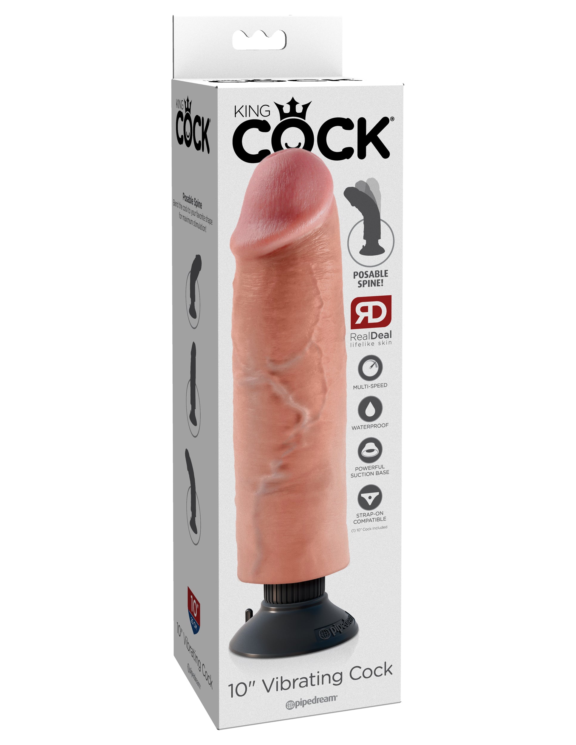 King Cock 10" Vibrating Cock - Flesh PD5405-21