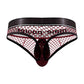 Cock Pit Net Cock Ring Thong - S/ M - Burgundy