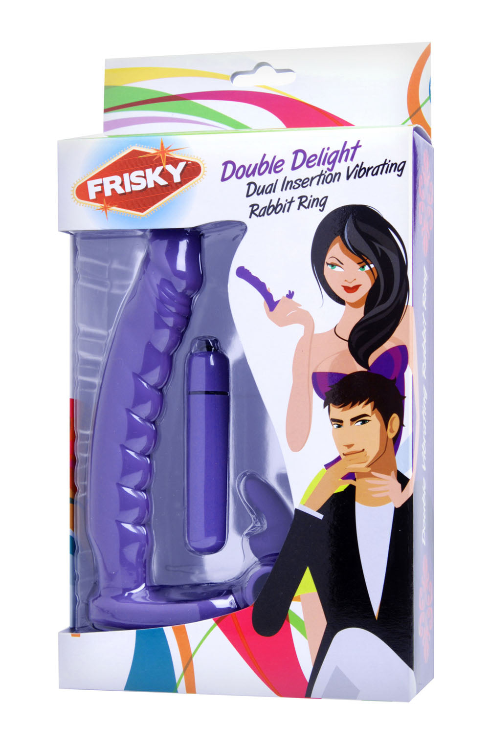 Double Delight Dual Insertion Vibrating  Rabbit Cock Ring FR-AD625