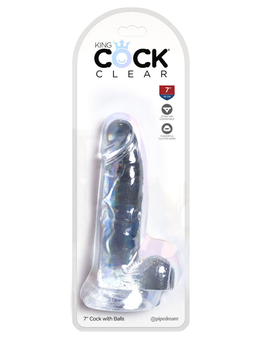 King Cock Clear 7" Cock With Balls PD5754-20